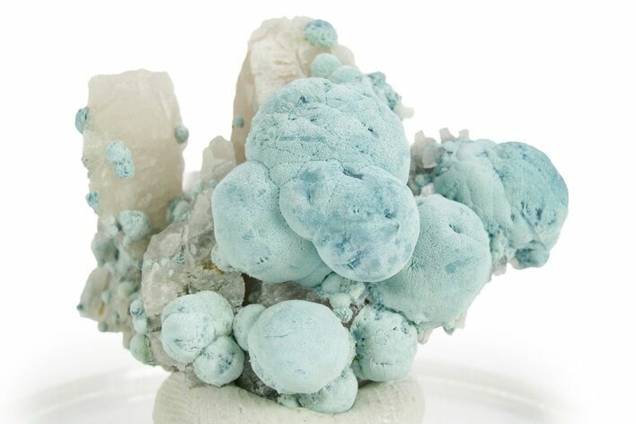 Blue Botryoidal Shattuckite on Quartz - Namibia #363773